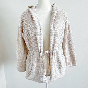 Zara Knitwear Youth Knit Hooded Sweater Jacket Ivory